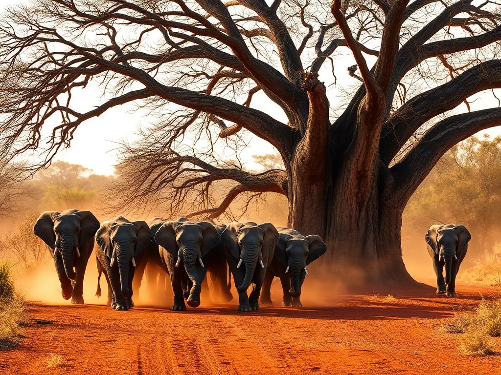 Tanzania acacia tree at sunset